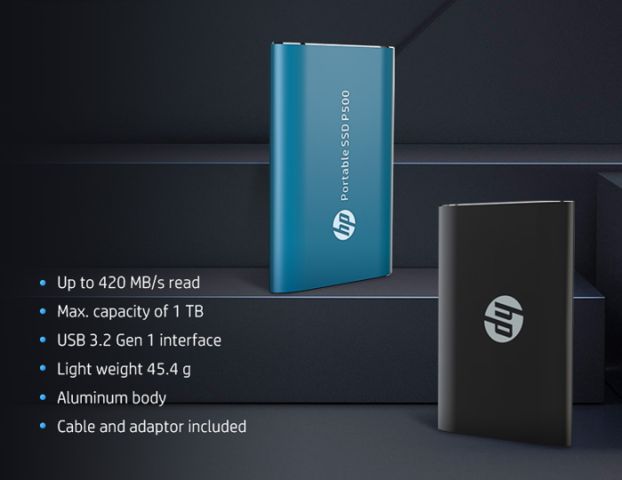  HP P500 SSD portátil de 500 GB - USB 3.2 Gen 1 Tipo C, USB C  Disco duro externo de estado sólido - Hasta 420MB/s, negro - 7NL53AA #ABC :  Electrónica