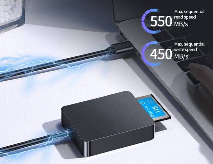 550 MB/s read speed High-speed memory card