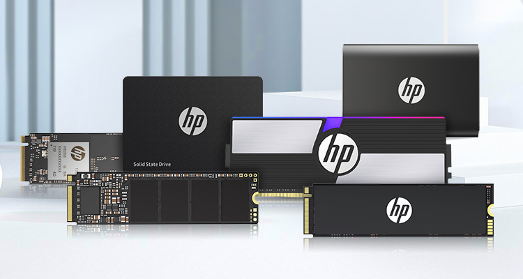 HP storage flash memory, DRAM memory, 2.5 inch SSD and M.2 SSD