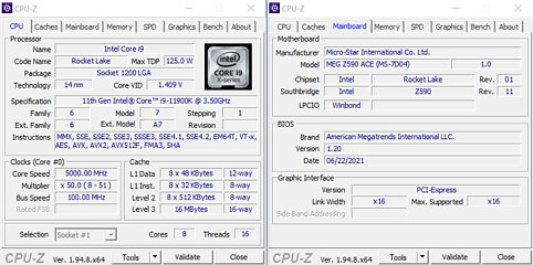 CPU and mainboard specifications